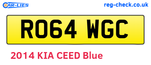 RO64WGC are the vehicle registration plates.