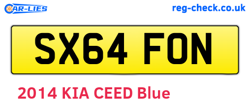 SX64FON are the vehicle registration plates.