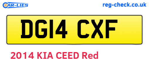 DG14CXF are the vehicle registration plates.