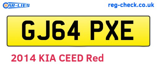 GJ64PXE are the vehicle registration plates.