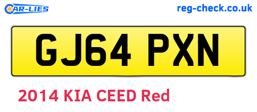 GJ64PXN are the vehicle registration plates.