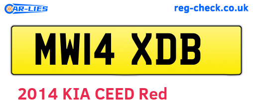 MW14XDB are the vehicle registration plates.