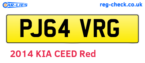 PJ64VRG are the vehicle registration plates.
