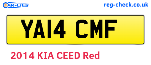 YA14CMF are the vehicle registration plates.