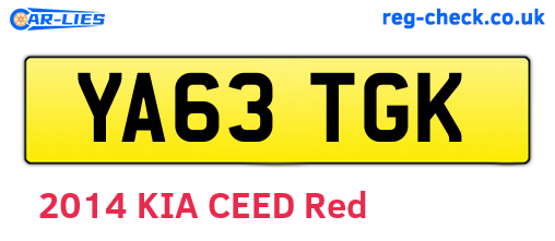 YA63TGK are the vehicle registration plates.