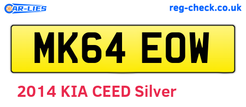 MK64EOW are the vehicle registration plates.
