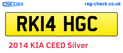 RK14HGC are the vehicle registration plates.