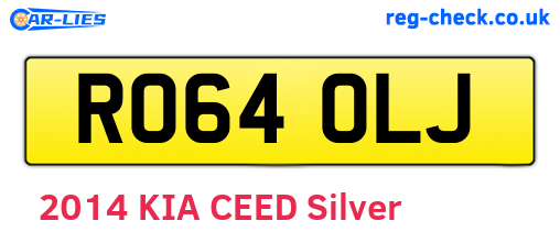 RO64OLJ are the vehicle registration plates.