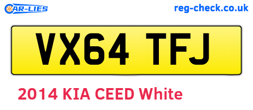 VX64TFJ are the vehicle registration plates.