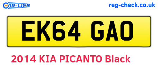 EK64GAO are the vehicle registration plates.
