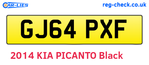 GJ64PXF are the vehicle registration plates.