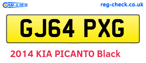 GJ64PXG are the vehicle registration plates.