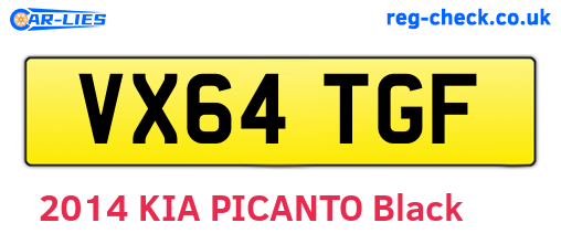 VX64TGF are the vehicle registration plates.