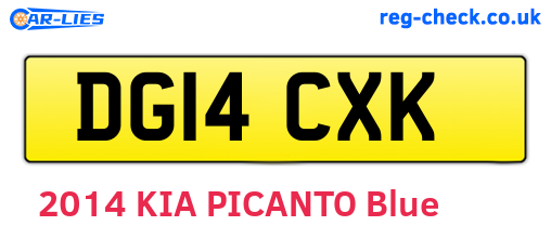 DG14CXK are the vehicle registration plates.
