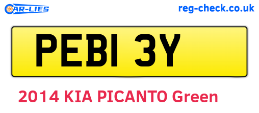 PEB13Y are the vehicle registration plates.