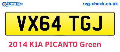 VX64TGJ are the vehicle registration plates.