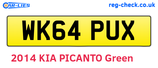 WK64PUX are the vehicle registration plates.