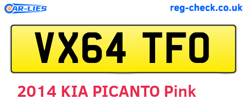 VX64TFO are the vehicle registration plates.