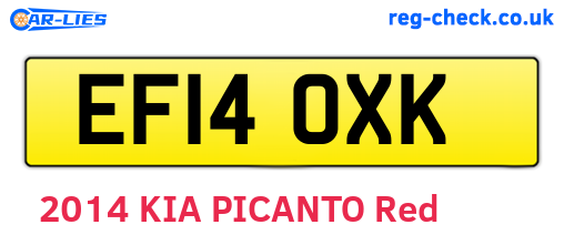 EF14OXK are the vehicle registration plates.