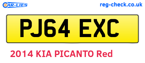 PJ64EXC are the vehicle registration plates.
