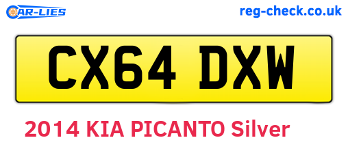 CX64DXW are the vehicle registration plates.