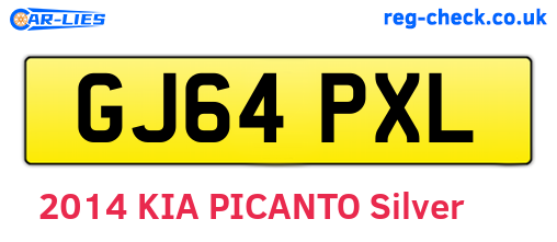 GJ64PXL are the vehicle registration plates.
