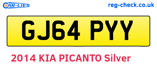 GJ64PYY are the vehicle registration plates.