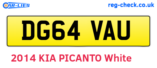 DG64VAU are the vehicle registration plates.