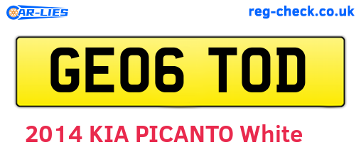 GE06TOD are the vehicle registration plates.