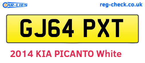 GJ64PXT are the vehicle registration plates.