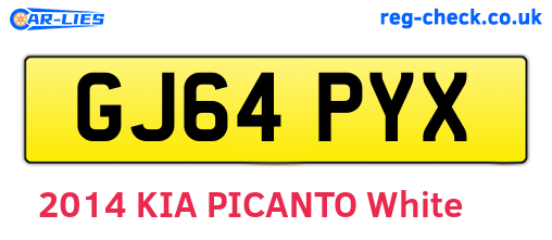 GJ64PYX are the vehicle registration plates.