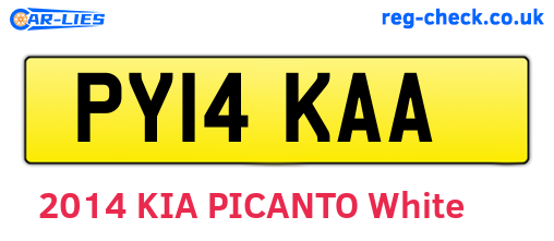 PY14KAA are the vehicle registration plates.