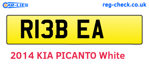 R13BEA are the vehicle registration plates.