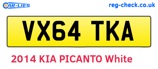 VX64TKA are the vehicle registration plates.