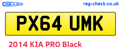 PX64UMK are the vehicle registration plates.
