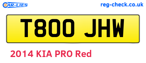 T800JHW are the vehicle registration plates.