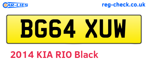 BG64XUW are the vehicle registration plates.
