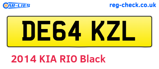 DE64KZL are the vehicle registration plates.