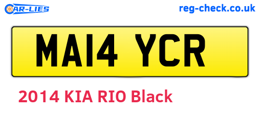 MA14YCR are the vehicle registration plates.