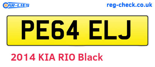 PE64ELJ are the vehicle registration plates.