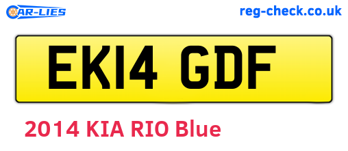 EK14GDF are the vehicle registration plates.