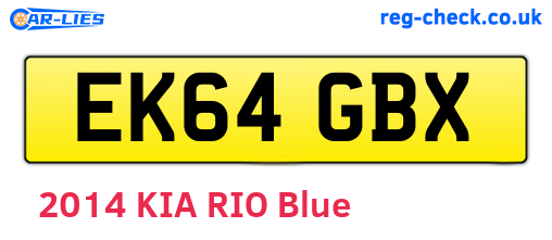 EK64GBX are the vehicle registration plates.