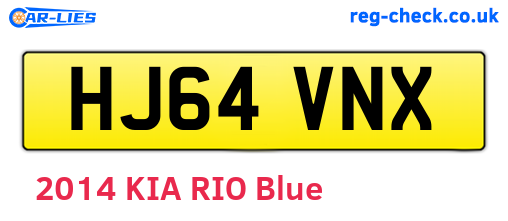 HJ64VNX are the vehicle registration plates.