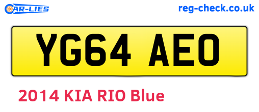YG64AEO are the vehicle registration plates.