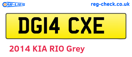 DG14CXE are the vehicle registration plates.