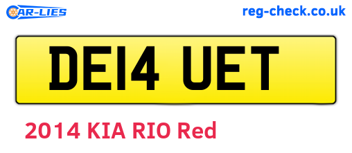 DE14UET are the vehicle registration plates.