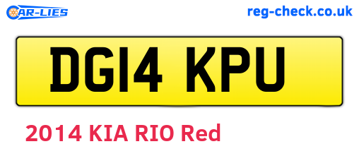 DG14KPU are the vehicle registration plates.