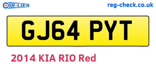 GJ64PYT are the vehicle registration plates.