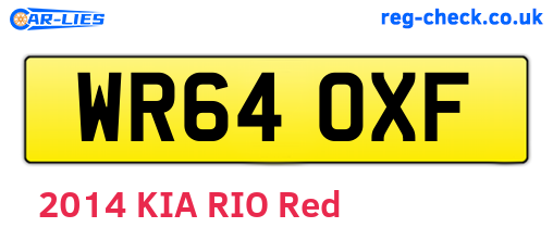 WR64OXF are the vehicle registration plates.