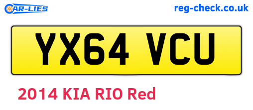 YX64VCU are the vehicle registration plates.